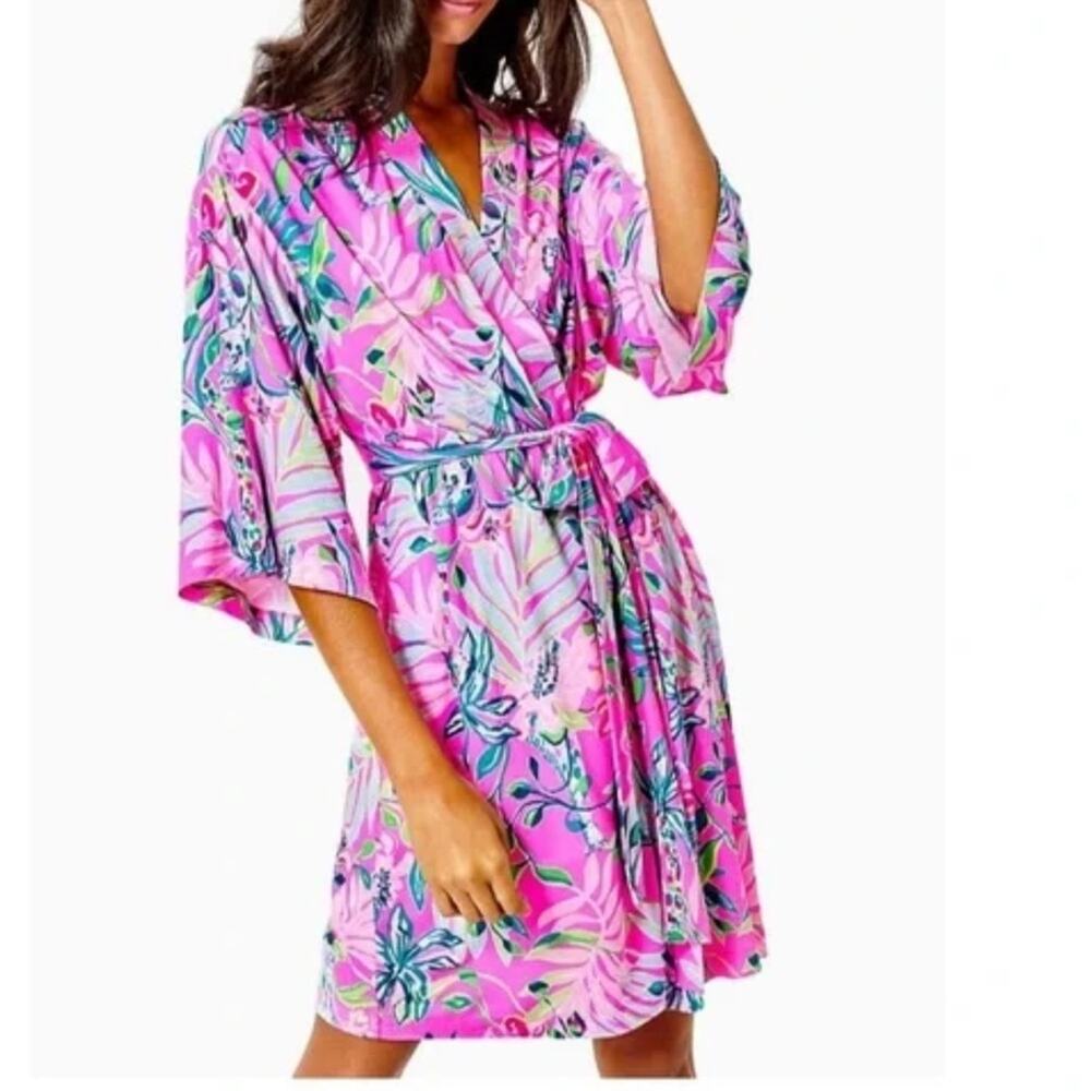 NWT Lilly Pulitzer Lucille Robe in I'm Feline Fine Rest and recharge XS XXS - Picture 11 of 12